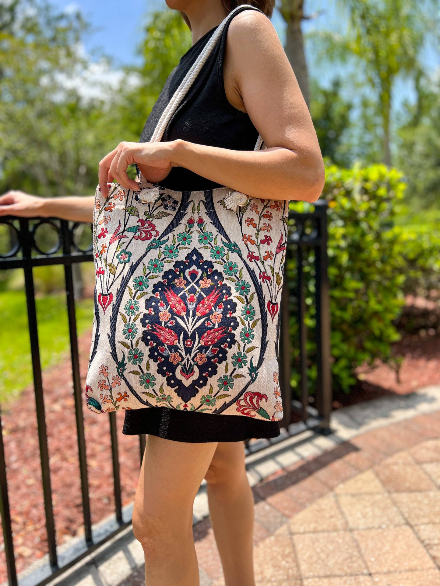 Boho Shoulder Bag, Handmade Tote Bag, Woven Beach Bag