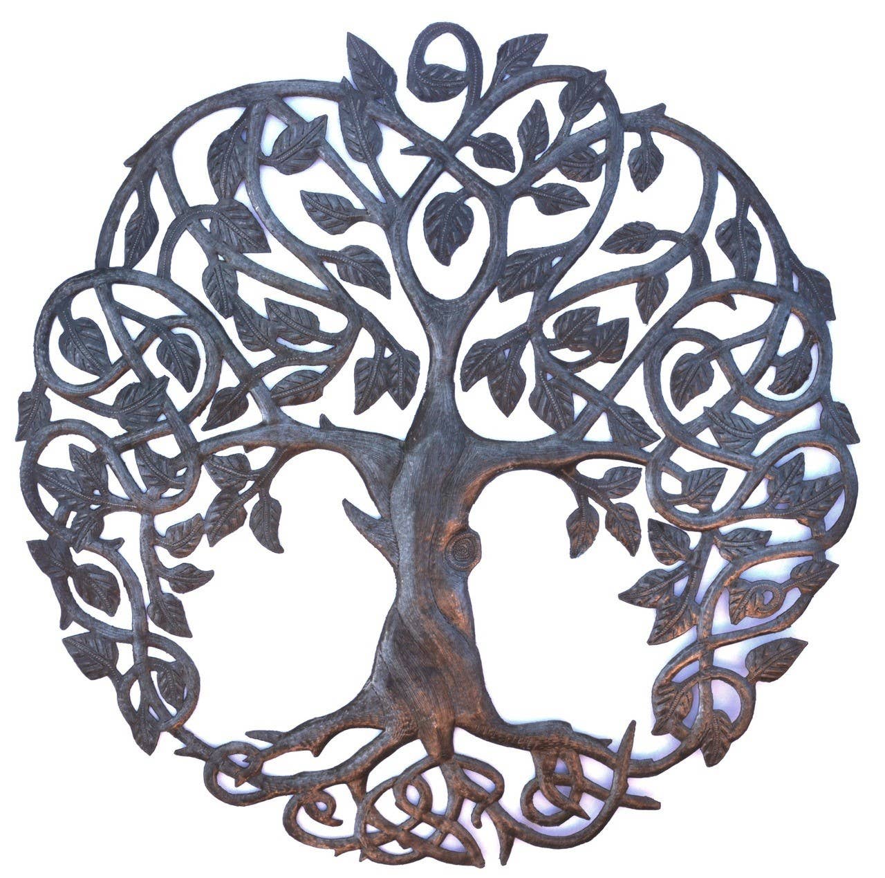 Celtic Tree of Life, Haitian Metal Wall Hanging Art: 17 Inch - Pluff Mud Mercantile