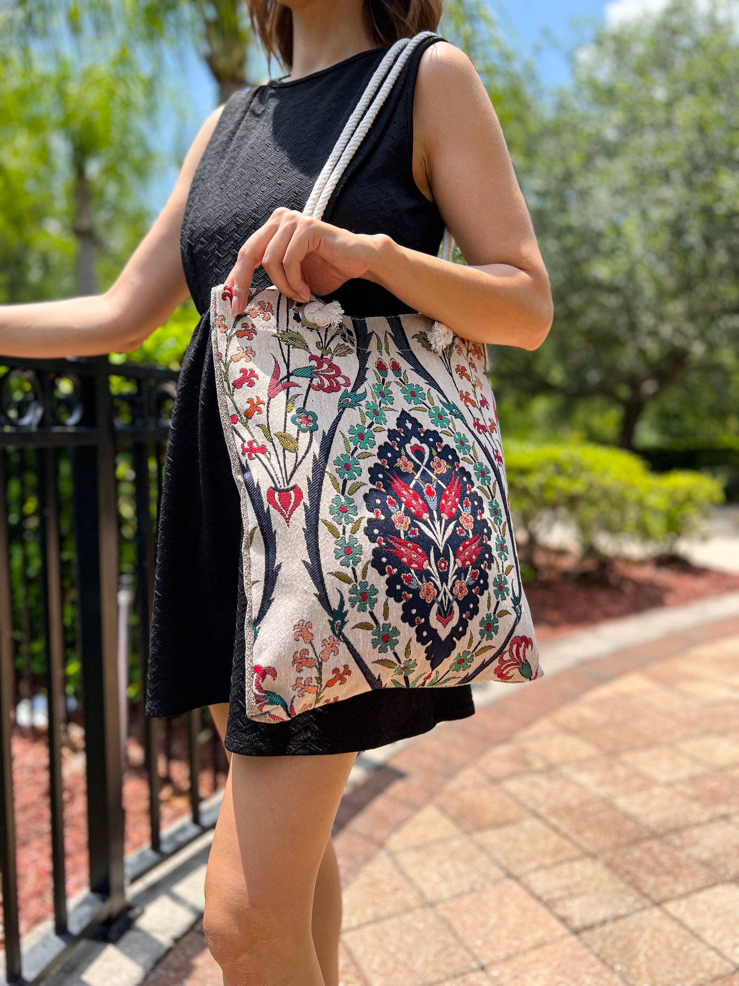 Boho Shoulder Bag, Handmade Tote Bag, Woven Beach Bag