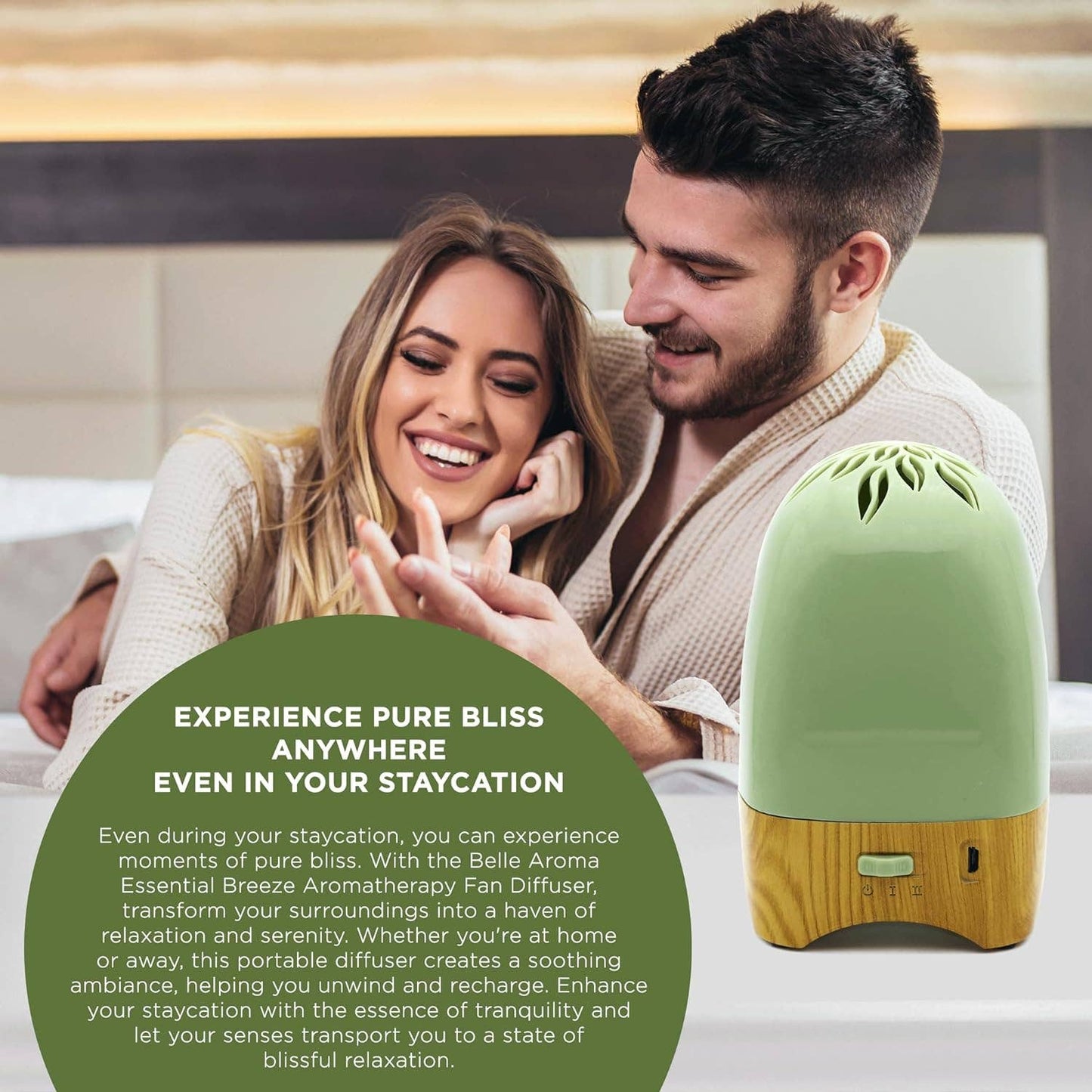 Essential Breeze® Aromatherapy Fan - Bamboo and Sage Green