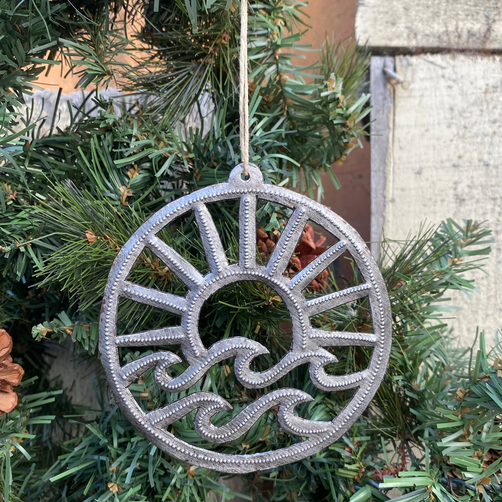 Surf, Sun and Waves,  Beach Theme Ornament 4"x4" $5.00 ea. - Pluff Mud Mercantile