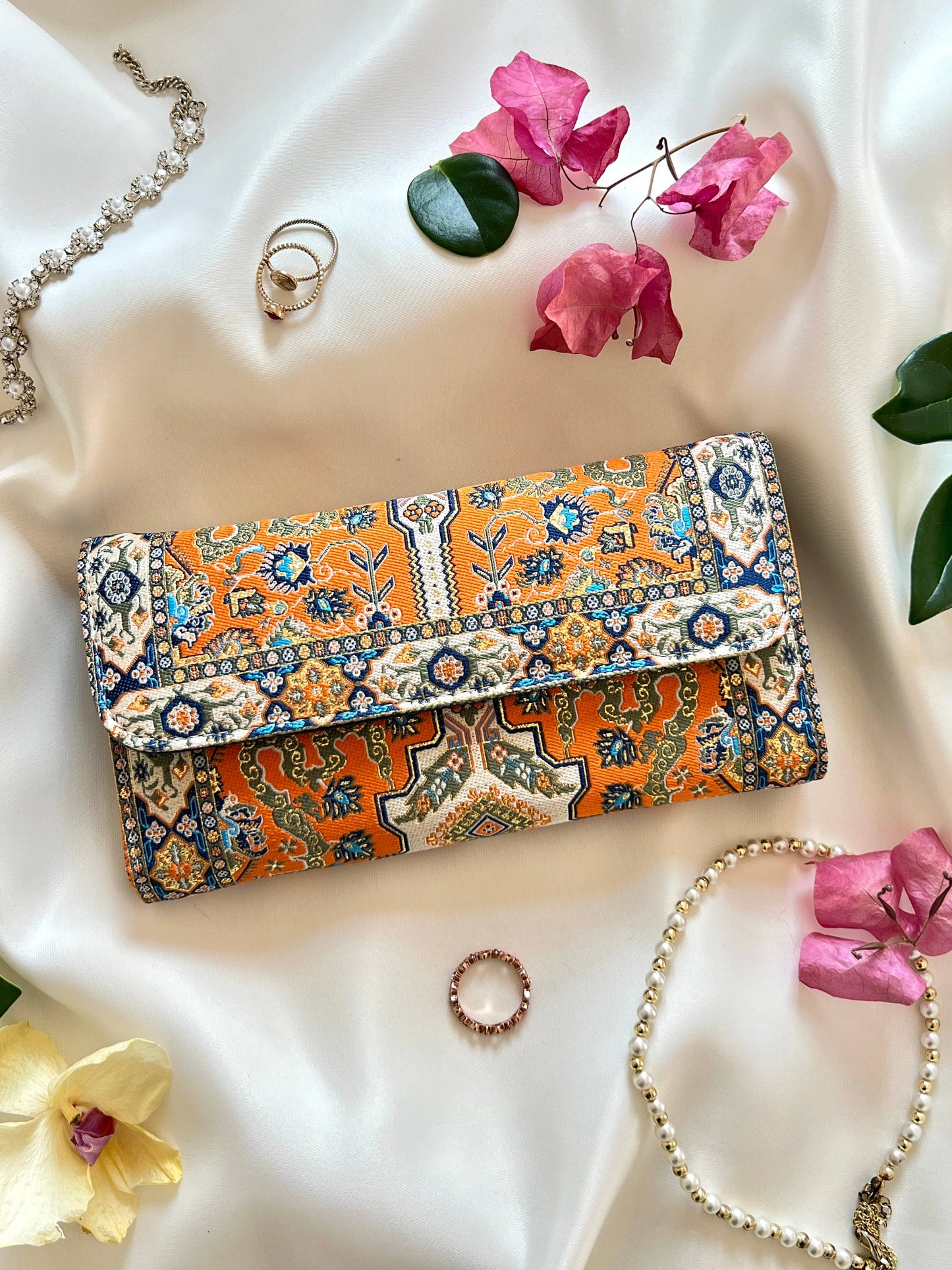 Handmade Vegan Wallet, Rug Design Wallet, Boho Wallet: Blue