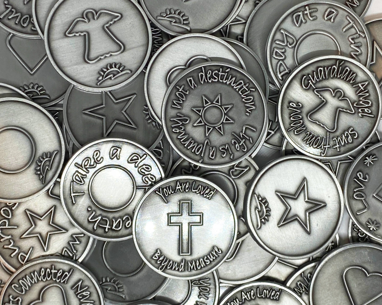 Motivational Pocket Tokens - 20 different phrases