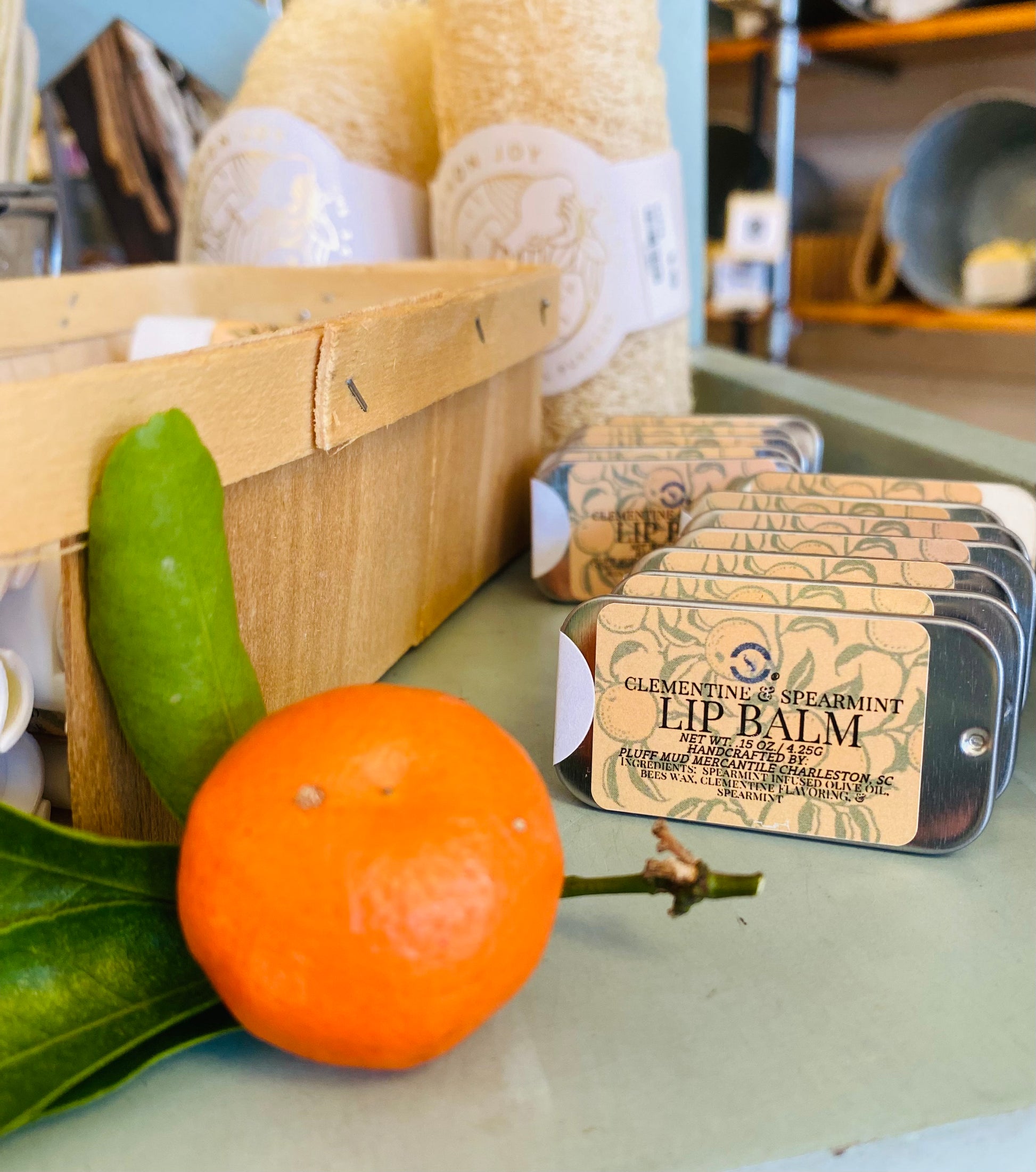 Clementine & Spearmint Olive Oil & Beeswax Lip Balm - Pluff Mud Mercantile