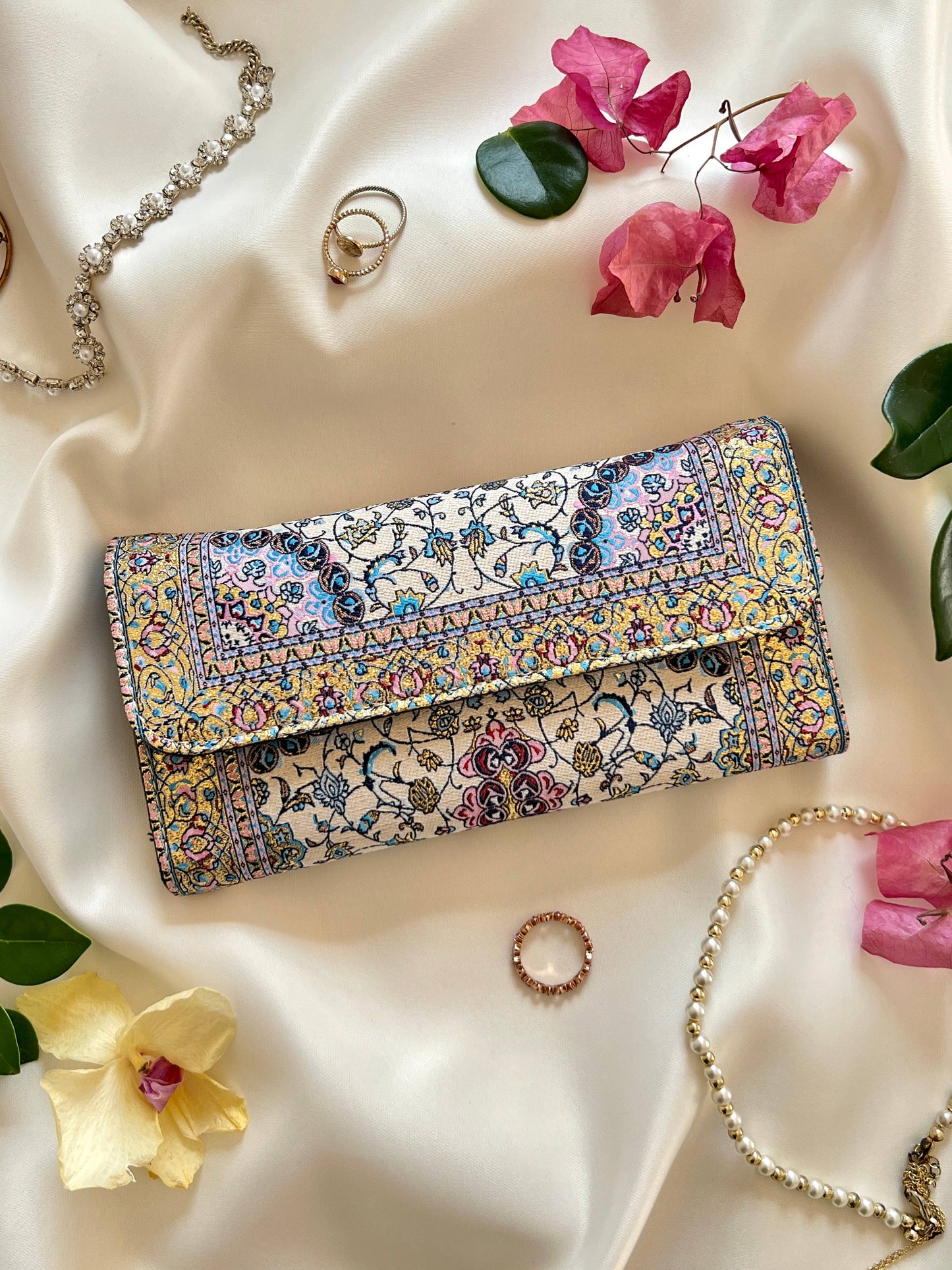 Handmade Vegan Wallet, Rug Design Wallet, Boho Wallet: Blue
