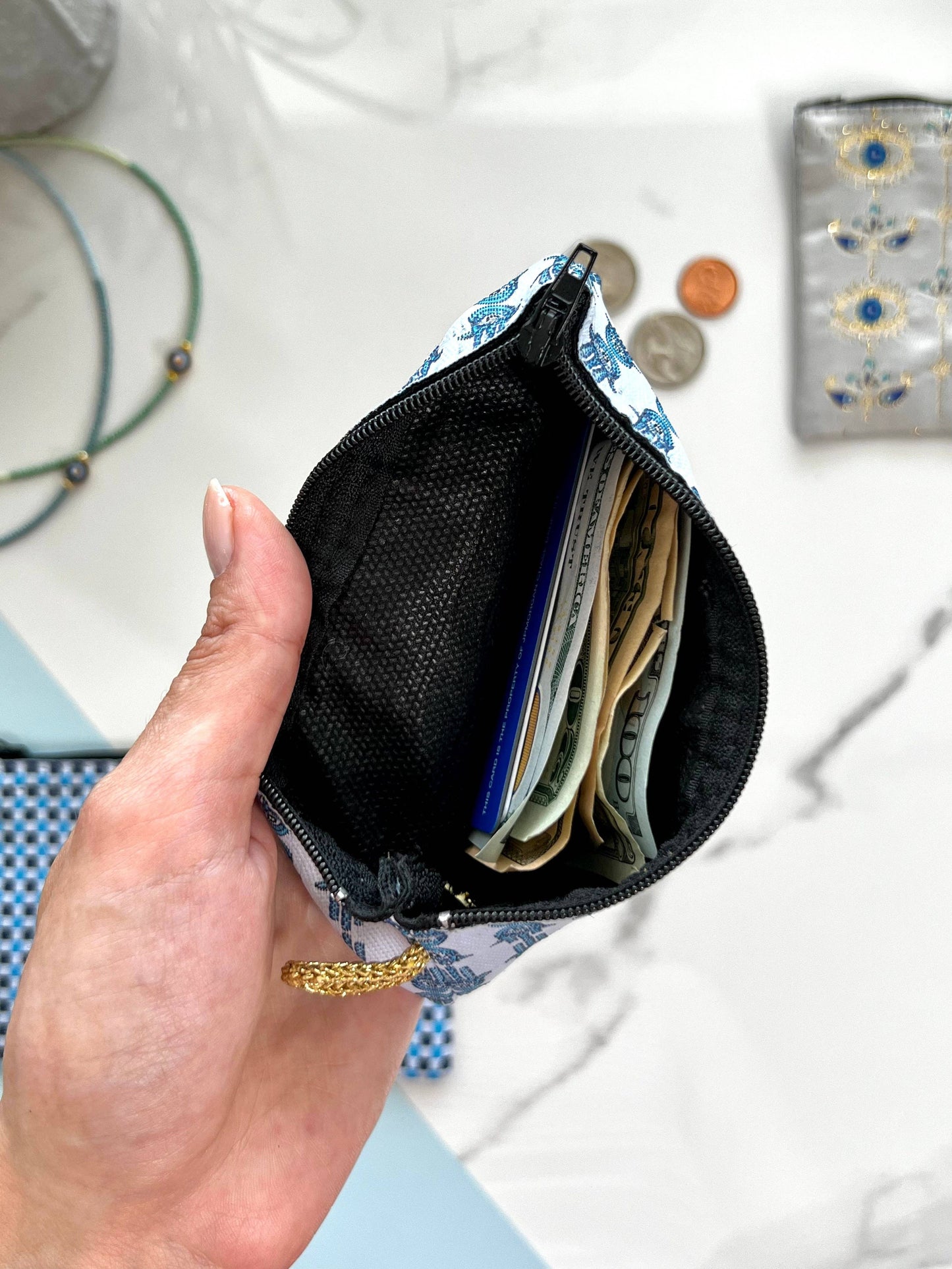Floral Coin Purse, Cute Zipper Pouch, Small Pouch