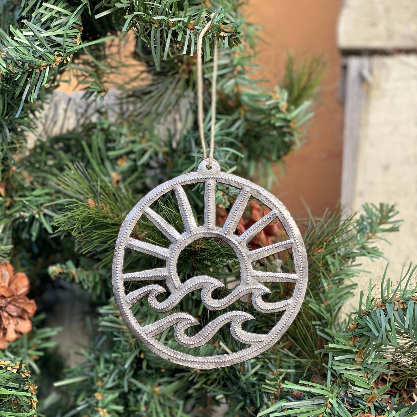 Surf, Sun and Waves,  Beach Theme Ornament 4"x4" $5.00 ea. - Pluff Mud Mercantile
