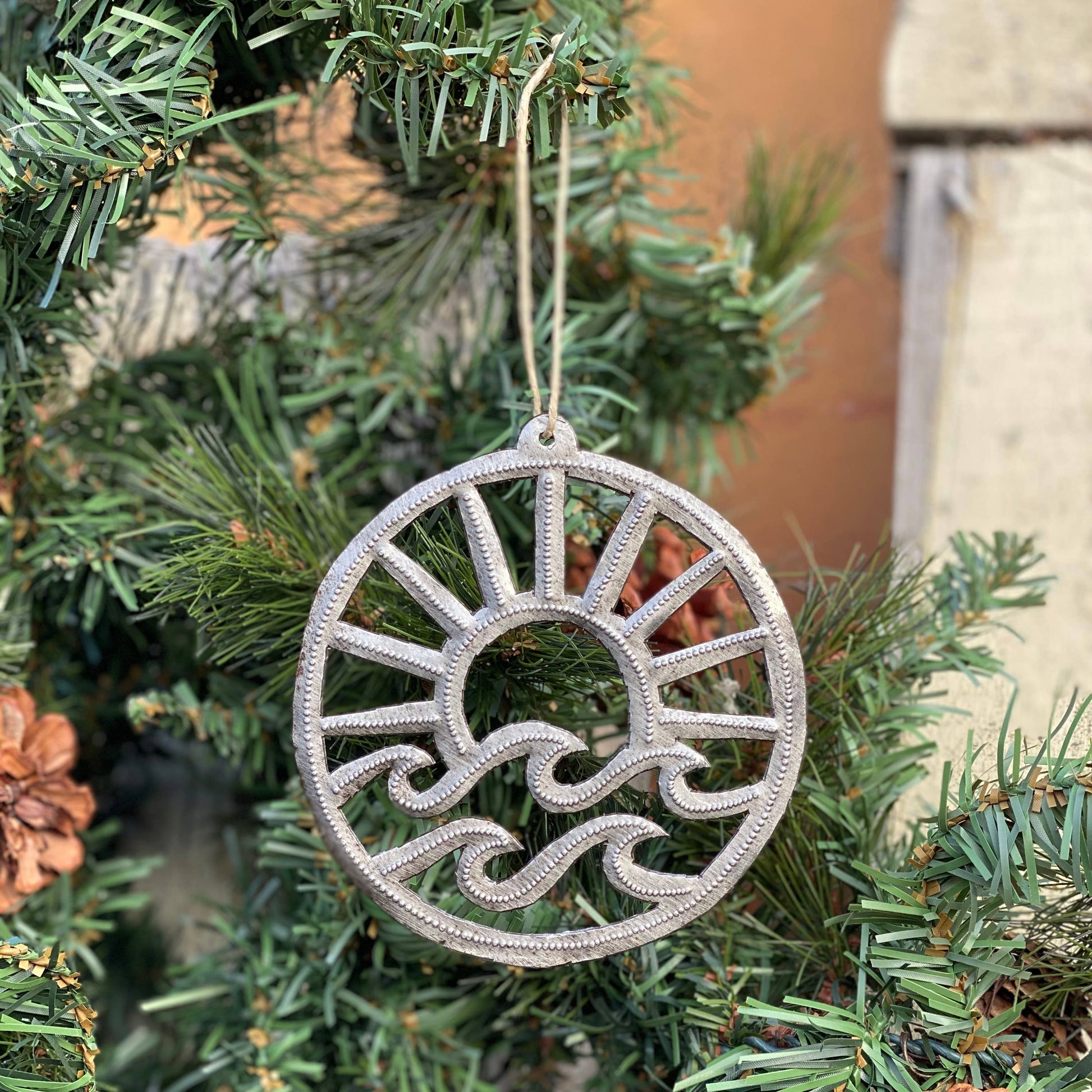 Surf, Sun and Waves,  Beach Theme Ornament 4"x4" $5.00 ea. - Pluff Mud Mercantile