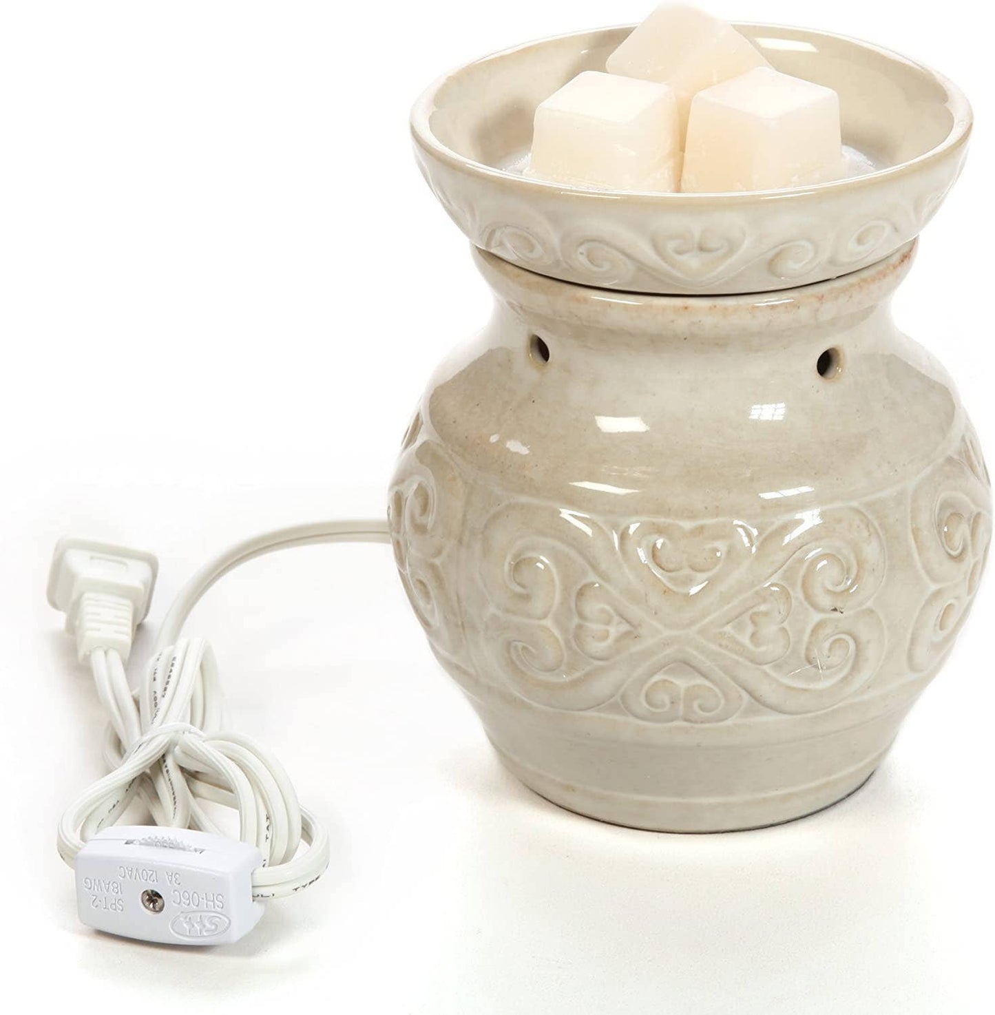 Hosley® 6in H Ceramic Electric Warmer Cream