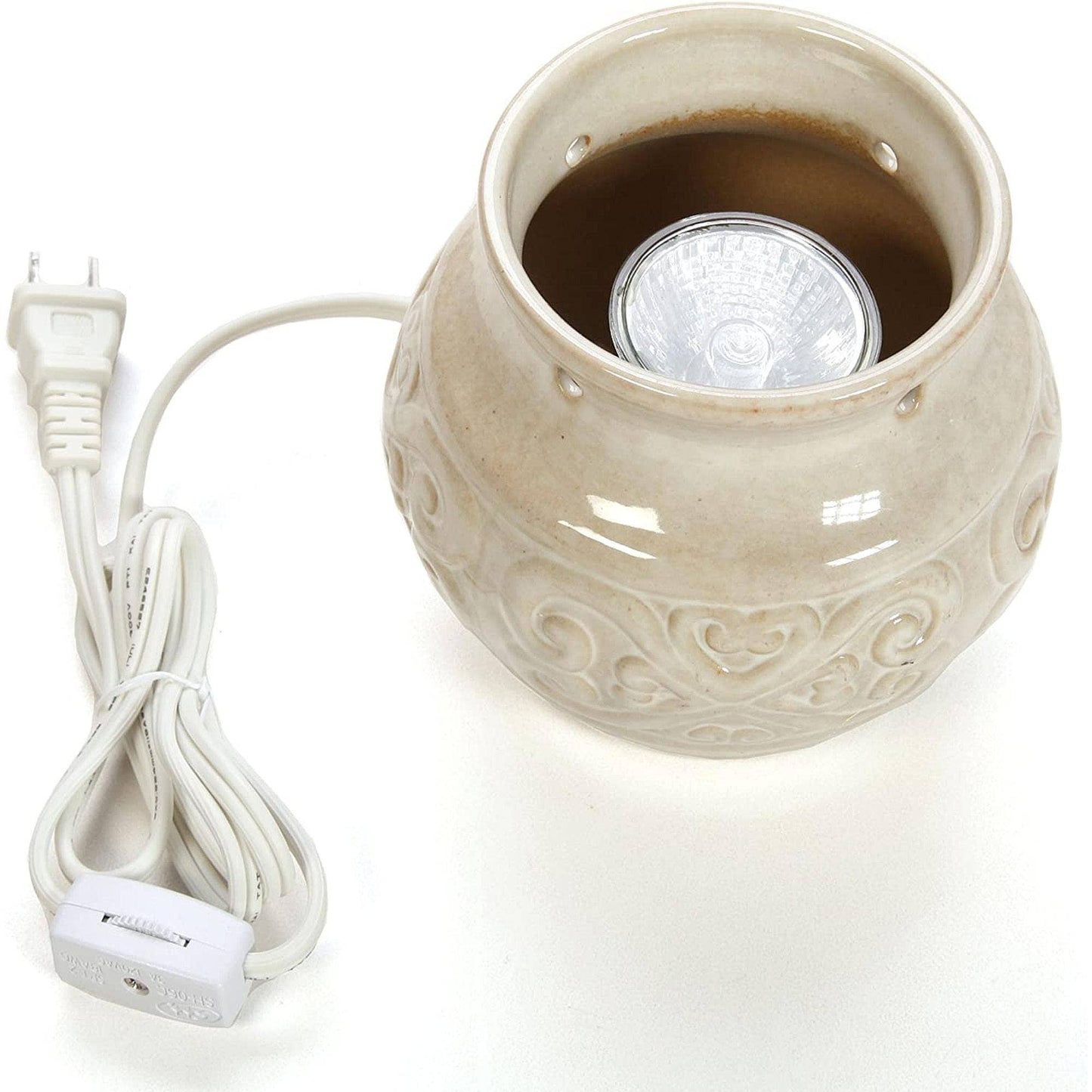 Hosley® 6in H Ceramic Electric Warmer Cream