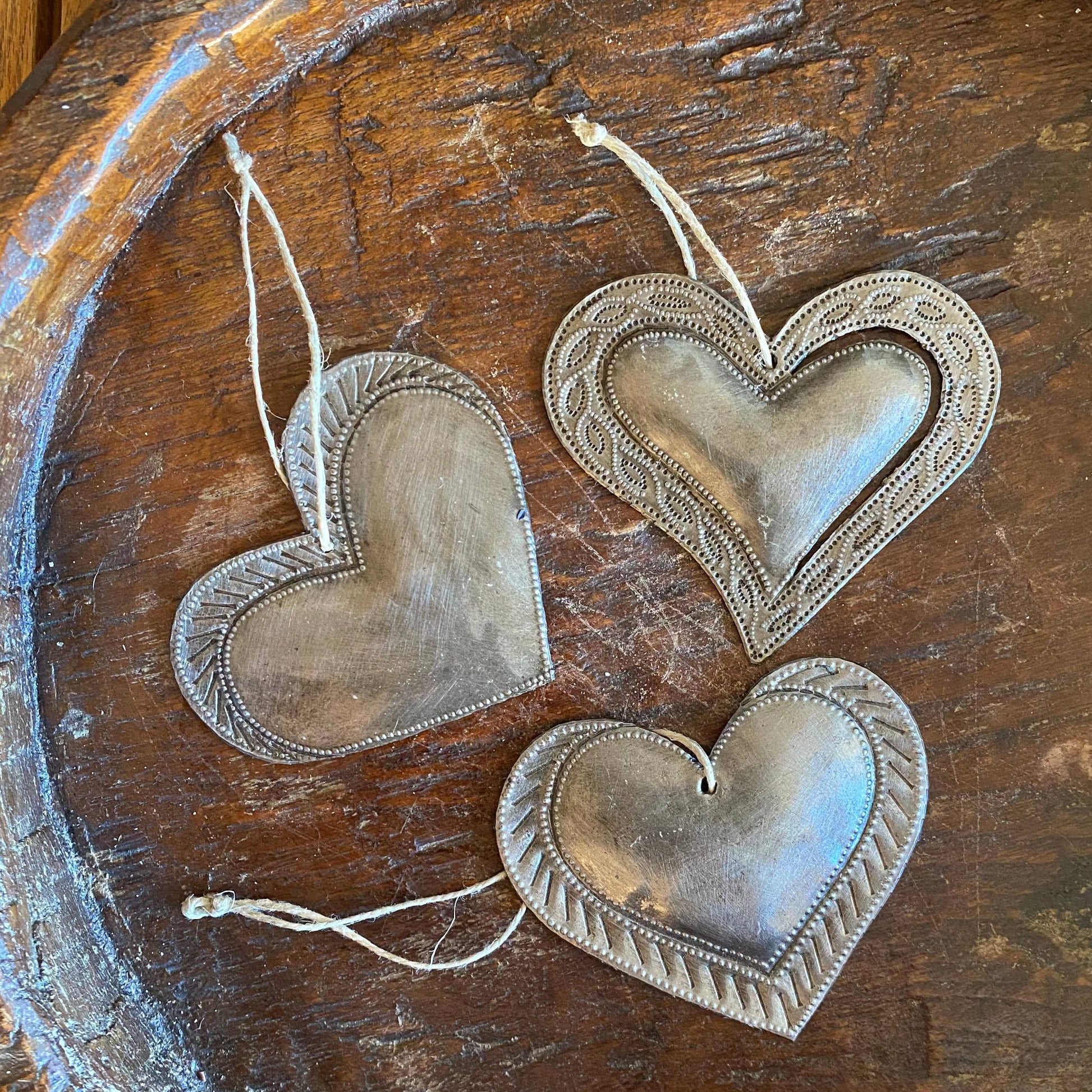 $3.50 ea. Milagro Heart Ornaments Fair Trade (set of 3) - Pluff Mud Mercantile