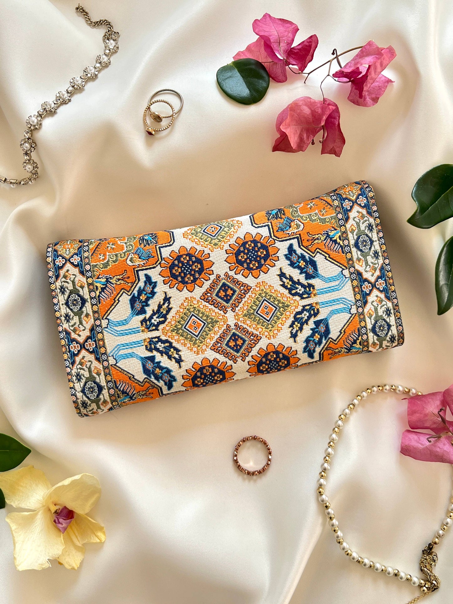 Handmade Vegan Wallet, Rug Design Wallet, Boho Wallet: Blue