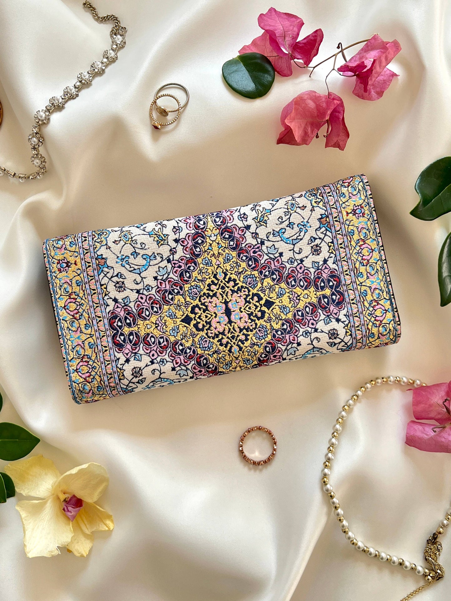 Handmade Vegan Wallet, Rug Design Wallet, Boho Wallet: Blue