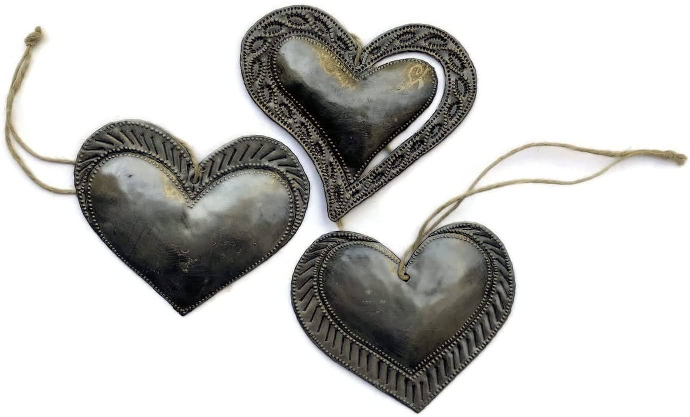 $3.50 ea. Milagro Heart Ornaments Fair Trade (set of 3) - Pluff Mud Mercantile