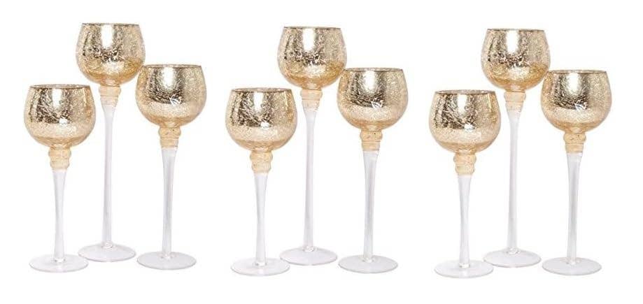 Hosley® S-3 Crackle Gold Glass Tealight Holders