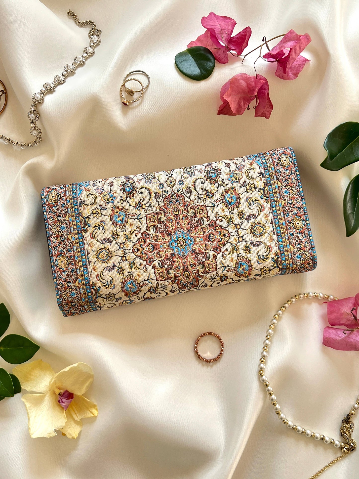 Handmade Vegan Wallet, Rug Design Wallet, Boho Wallet: Blue