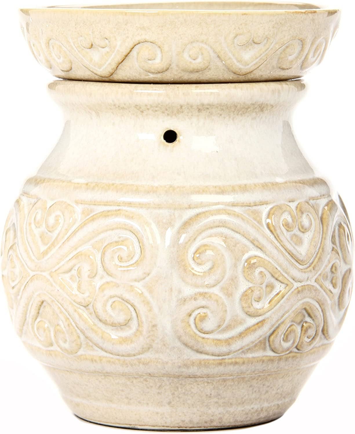 Hosley® 6in H Ceramic Electric Warmer Cream