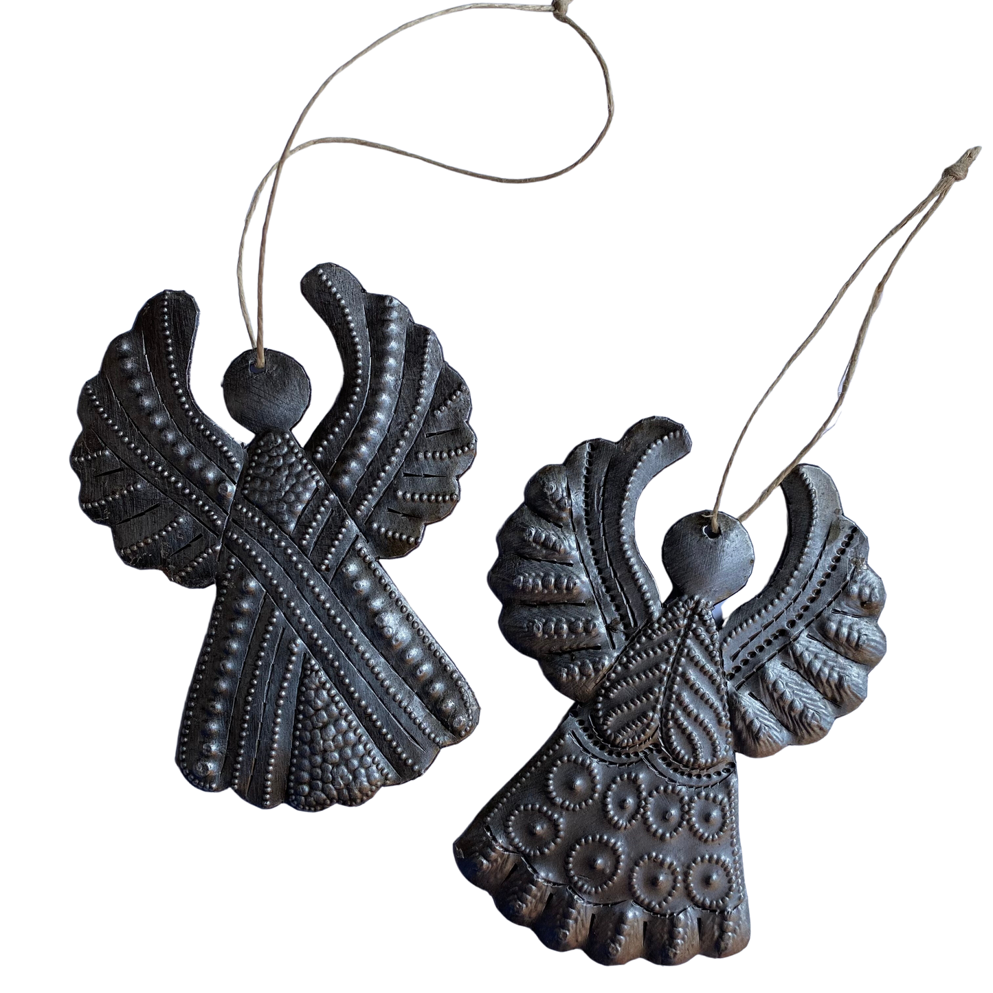 Set/2 Mini Angels, $3.5 ea. Handmade Ornament Fair-trade 4" - Pluff Mud Mercantile