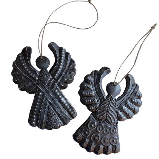 Set/2 Mini Angels, $3.5 ea. Handmade Ornament Fair-trade 4" - Pluff Mud Mercantile