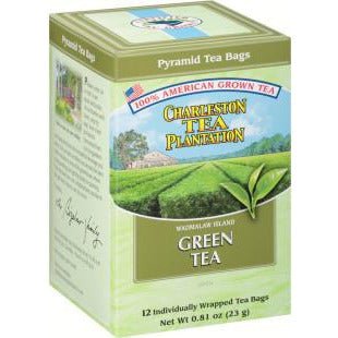 Charleston Tea Plantation Green Tea Pyramid Style Tea Bags Box of 12 - Pluff Mud Mercantile