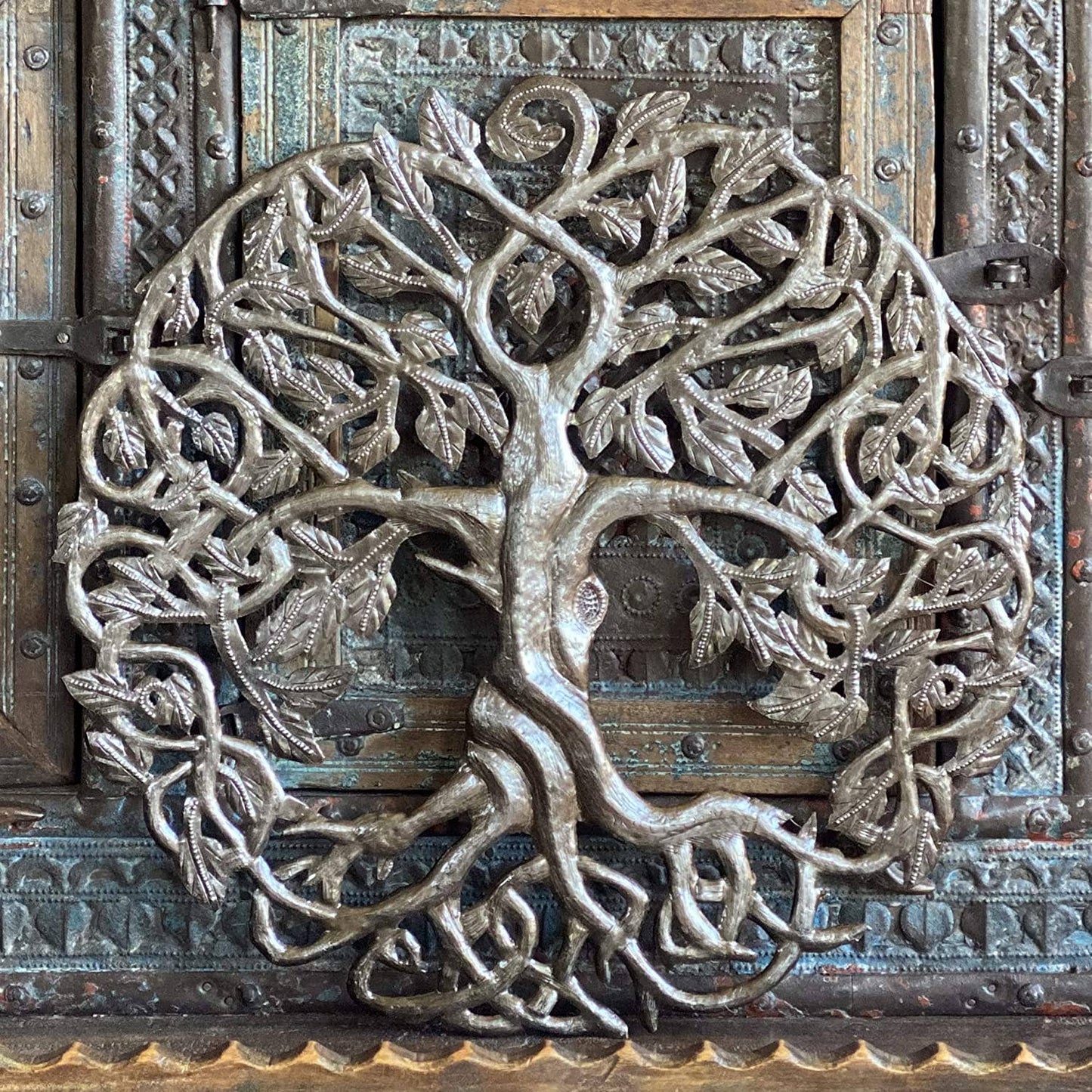 Celtic Tree of Life, Haitian Metal Wall Hanging Art: 17 Inch - Pluff Mud Mercantile