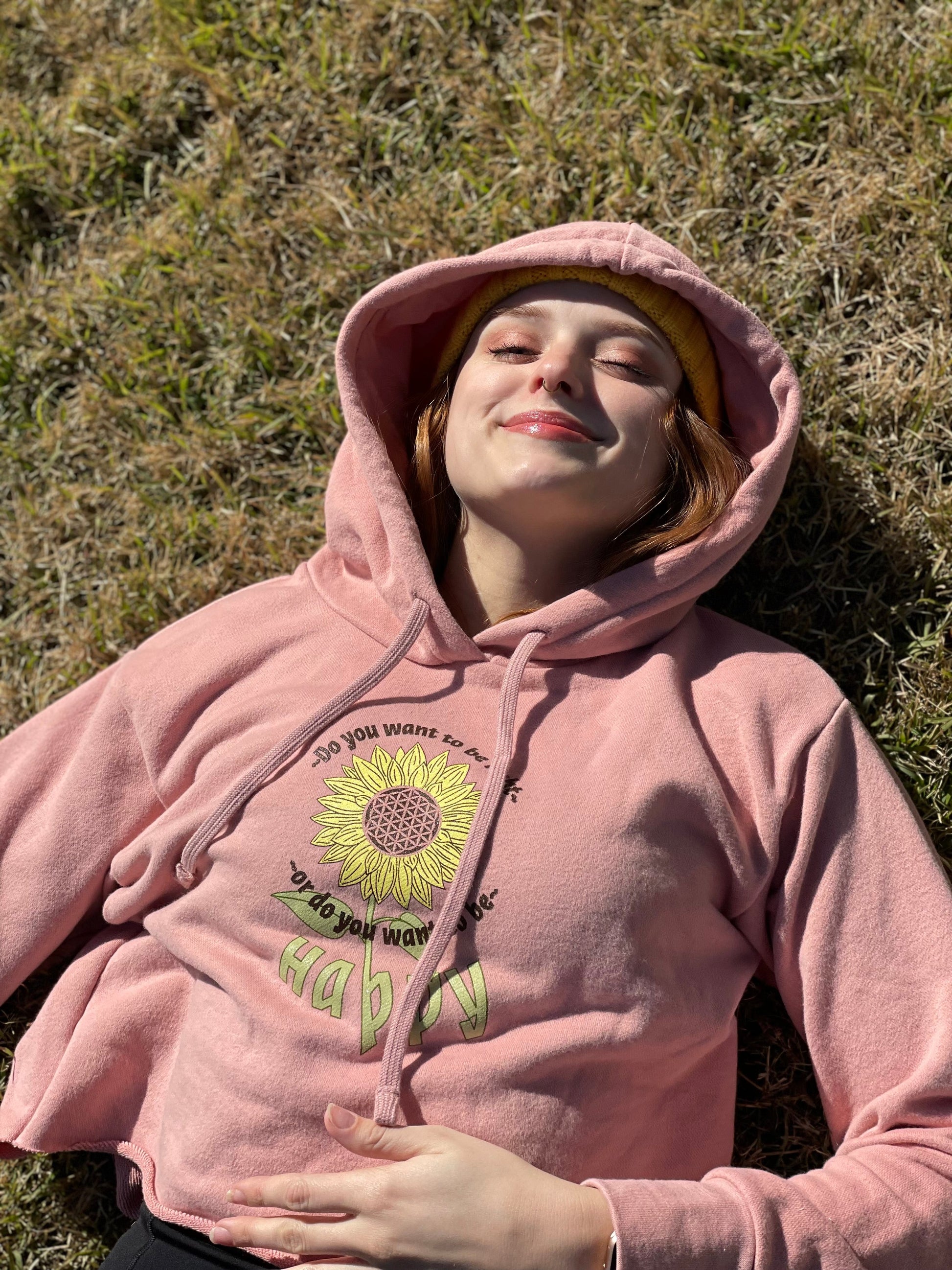 Happy Sunflower Cropped Hoodie - Pluff Mud Mercantile