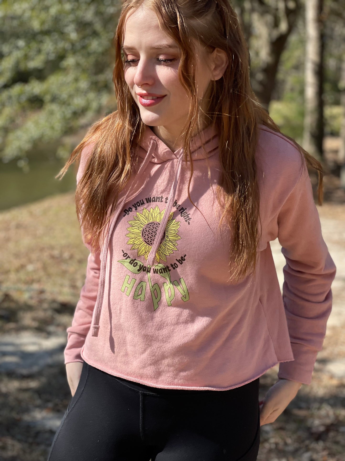 Happy Sunflower Cropped Hoodie - Pluff Mud Mercantile