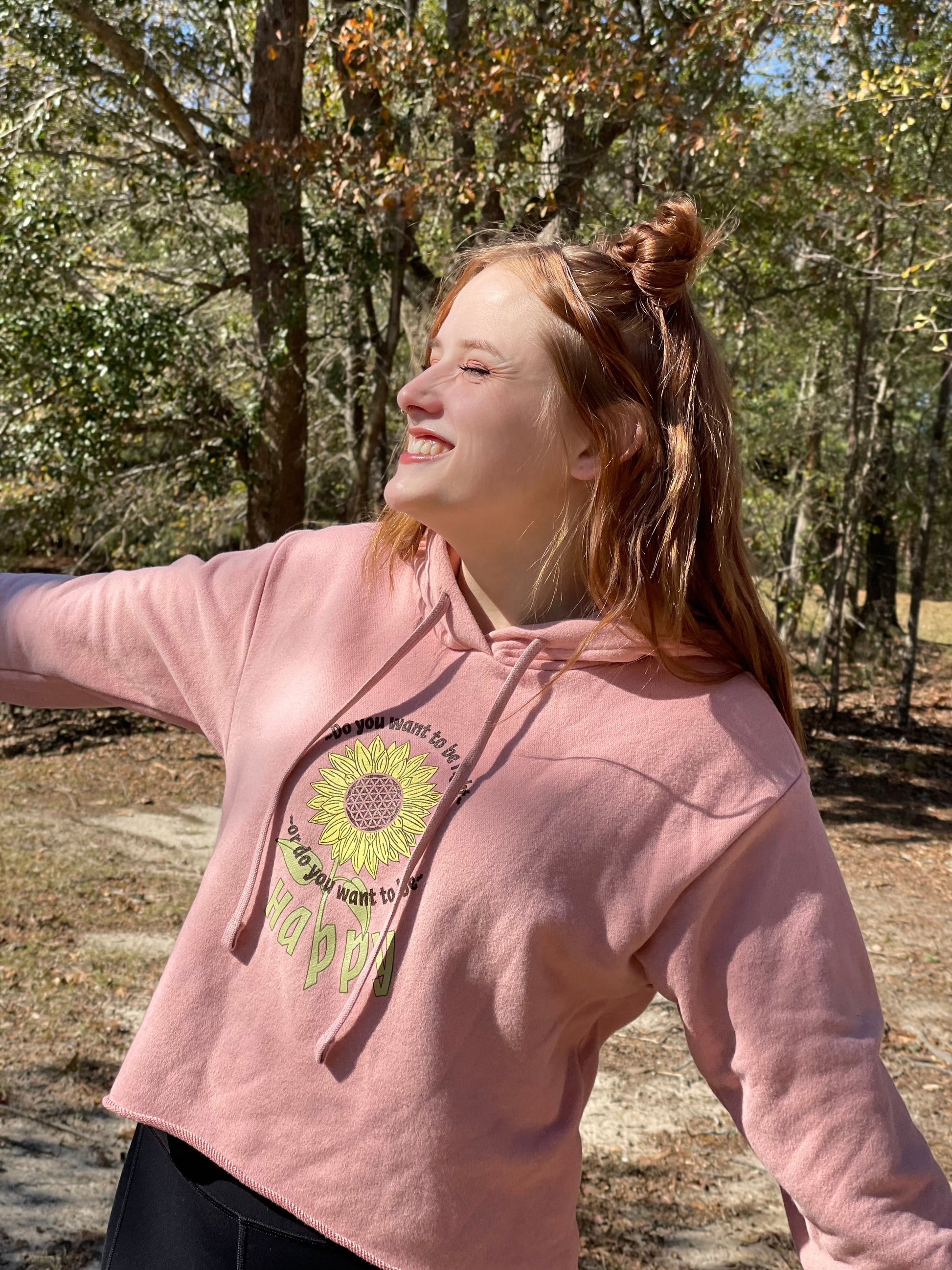 Happy Sunflower Cropped Hoodie - Pluff Mud Mercantile