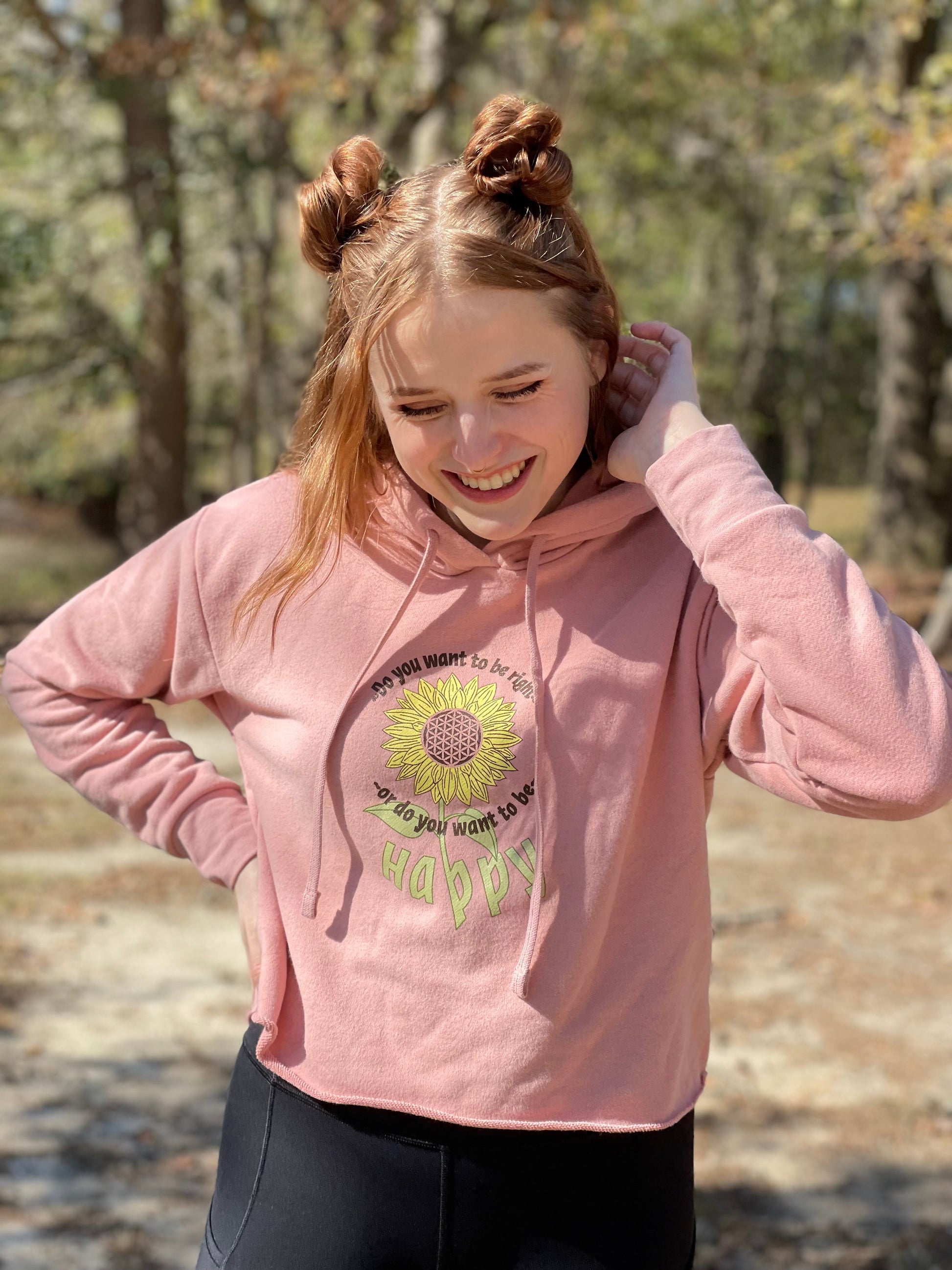 Happy Sunflower Cropped Hoodie - Pluff Mud Mercantile