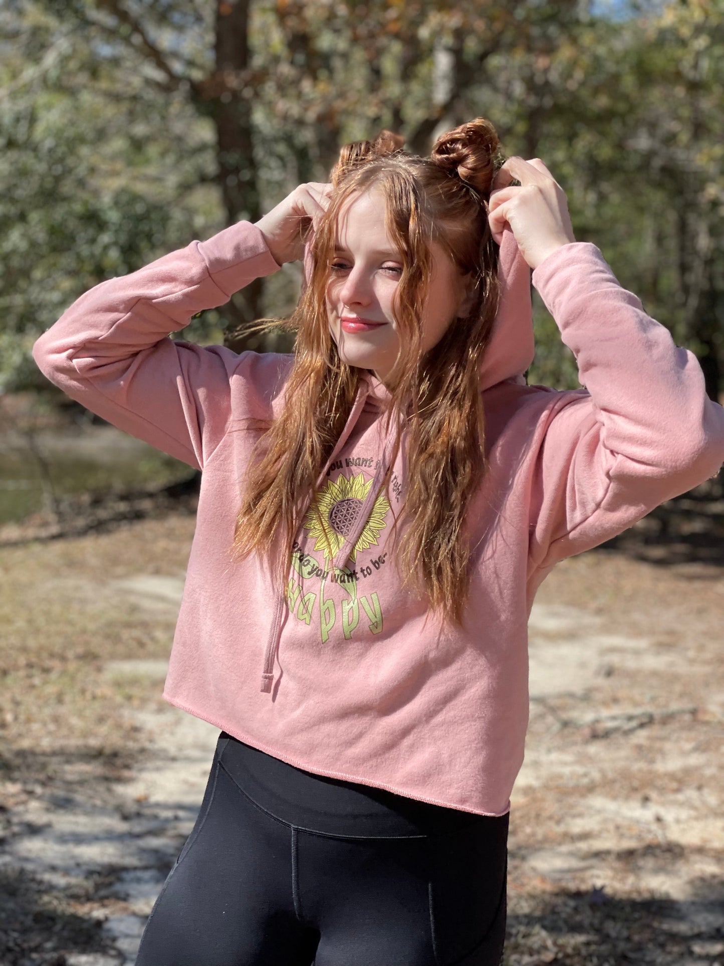 Happy Sunflower Cropped Hoodie - Pluff Mud Mercantile